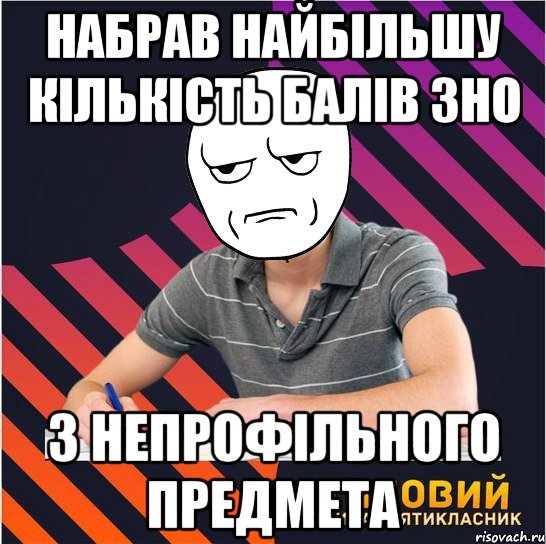 набрав найбільшу кількість балів зно з непрофільного предмета, Мем Типовий одинадцятикласник