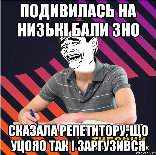 подивилась на низькі бали зно сказала репетитору, що уцояо так і заргузився, Мем Типовий одинадцятикласник