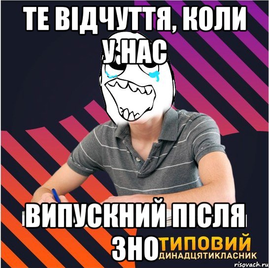 те відчуття, коли у нас випускний після зно, Мем Типовий одинадцятикласник