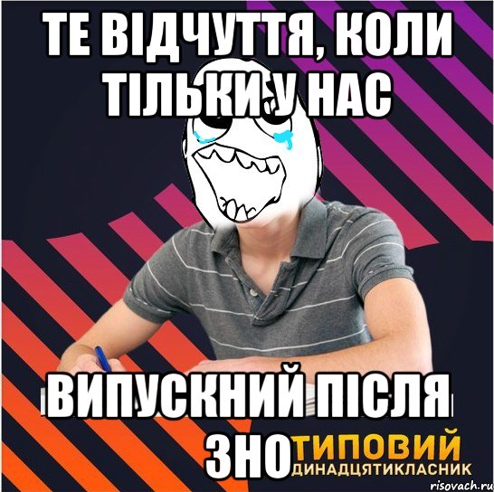 те відчуття, коли тільки у нас випускний після зно, Мем Типовий одинадцятикласник