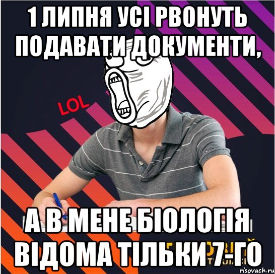 1 липня усі рвонуть подавати документи, а в мене біологія відома тільки 7-го