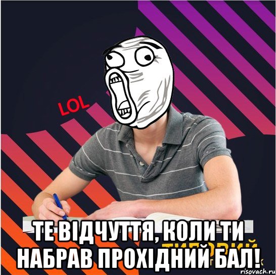  те відчуття, коли ти набрав прохідний бал!, Мем Типовий одинадцятикласник