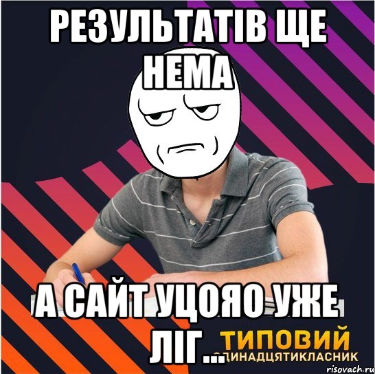 результатів ще нема а сайт уцояо уже ліг..., Мем Типовий одинадцятикласник