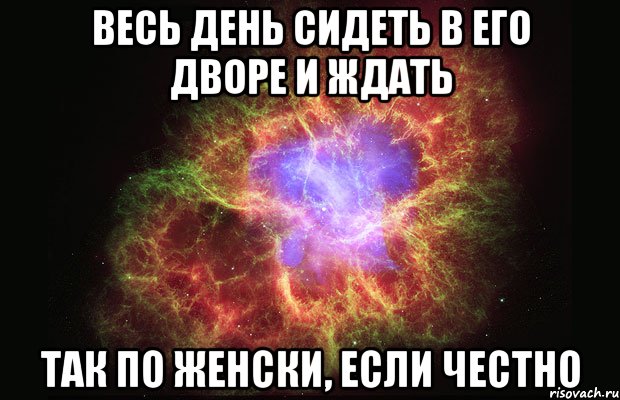 весь день сидеть в его дворе и ждать так по женски, если честно, Мем Туманность