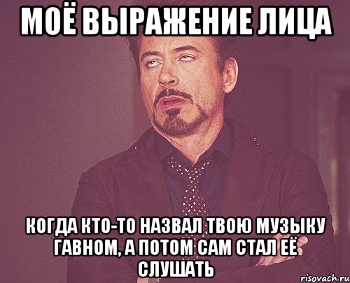 моё выражение лица когда кто-то назвал твою музыку гавном, а потом сам стал её слушать, Мем твое выражение лица