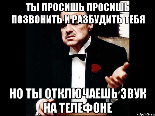 ты просишь просишь позвонить и разбудить тебя но ты отключаешь звук на телефоне