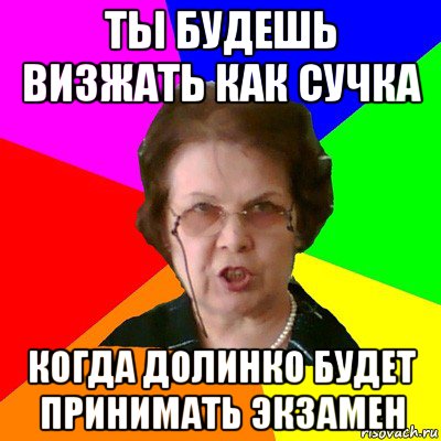 ты будешь визжать как сучка когда долинко будет принимать экзамен, Мем Типичная училка