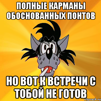 полные карманы обоснованных понтов но вот к встречи с тобой не готов, Мем Волк