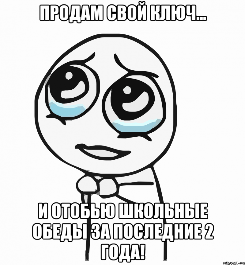 продам свой ключ... и отобью школьные обеды за последние 2 года!, Мем  ну пожалуйста (please)