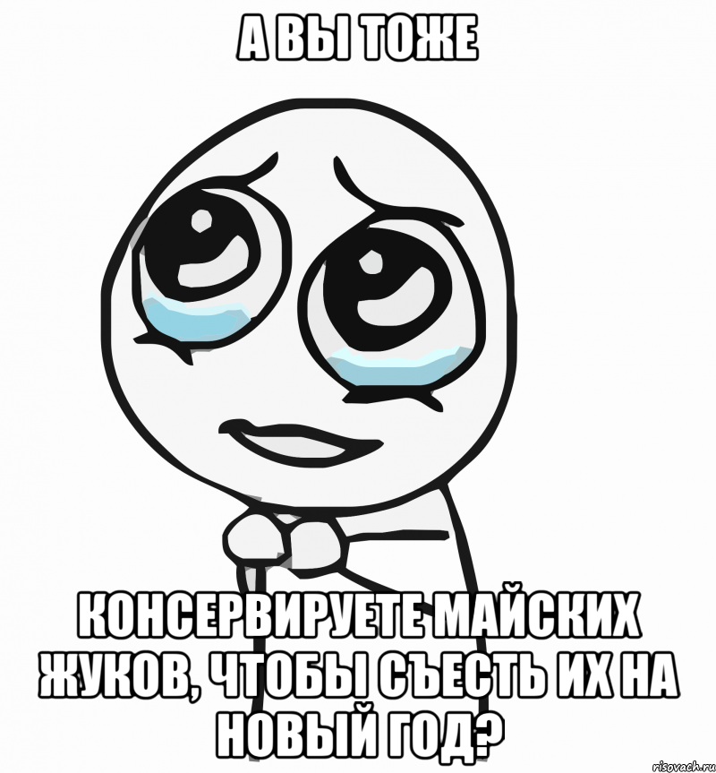 а вы тоже консервируете майских жуков, чтобы съесть их на новый год?, Мем  ну пожалуйста (please)