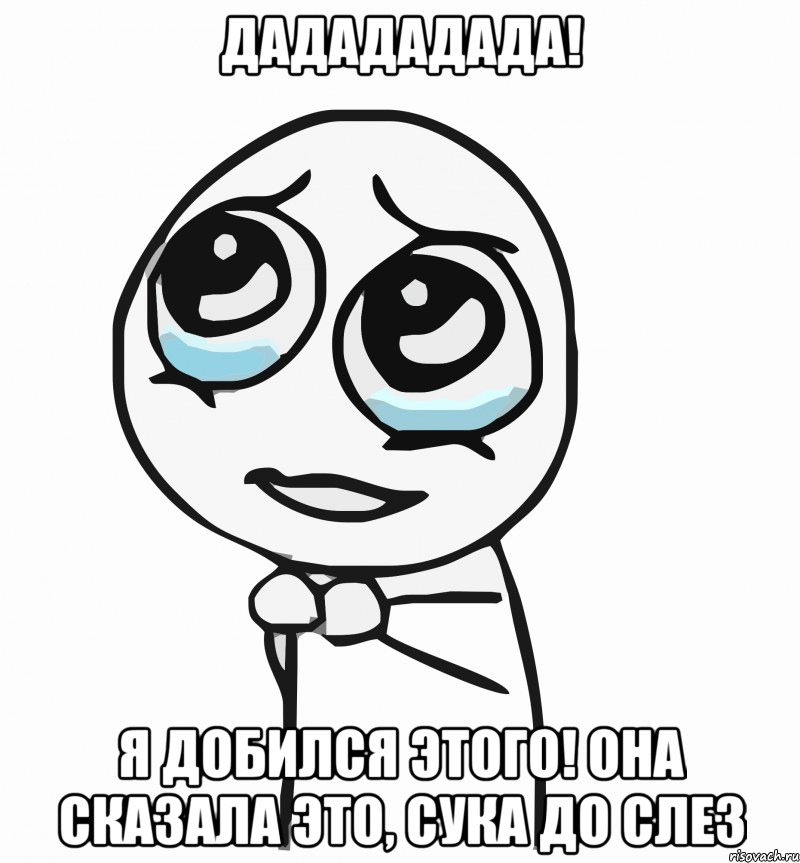 дадададада! я добился этого! она сказала это, сука до слез, Мем  ну пожалуйста (please)