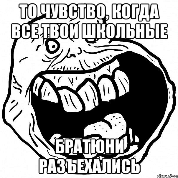 то чувство, когда все твои школьные братюни разъехались, Мем всегда один