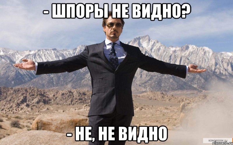 - шпоры не видно? - не, не видно, Мем железный человек