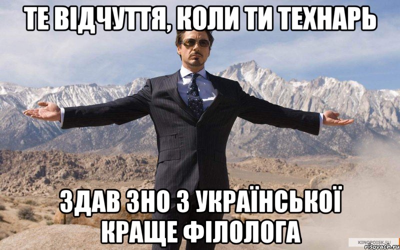 те відчуття, коли ти технарь здав зно з української краще філолога, Мем железный человек