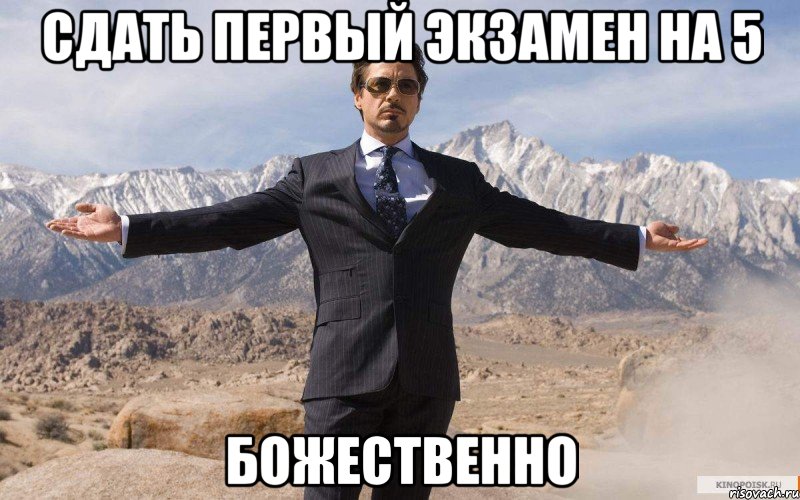сдать первый экзамен на 5 божественно, Мем железный человек