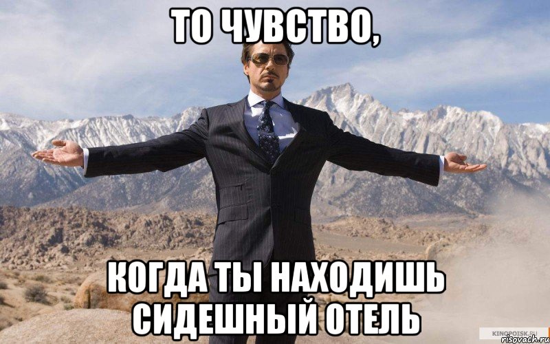 то чувство, когда ты находишь сидешный отель, Мем железный человек