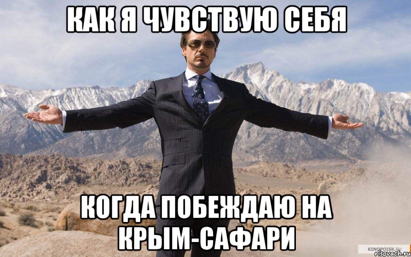 как я чувствую себя когда побеждаю на крым-сафари, Мем железный человек