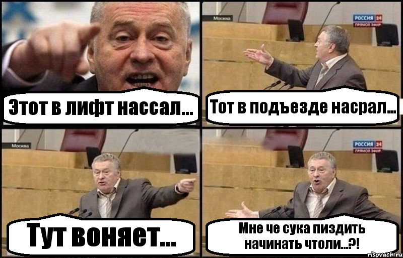 Этот в лифт нассал... Тот в подъезде насрал... Тут воняет... Мне че сука пиздить начинать чтоли...?!, Комикс Жириновский