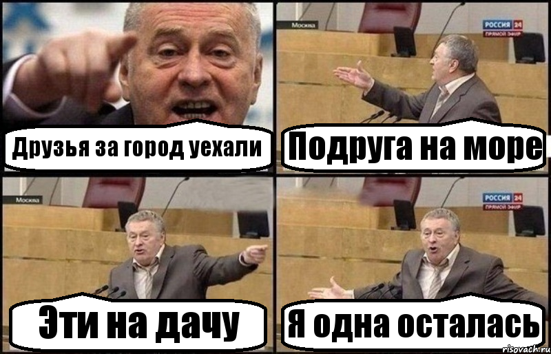 Друзья за город уехали Подруга на море Эти на дачу Я одна осталась, Комикс Жириновский