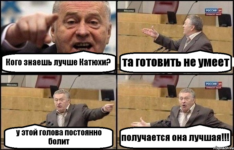 Кого знаешь лучше Катюхи? та готовить не умеет у этой голова постоянно болит получается она лучшая!!!, Комикс Жириновский