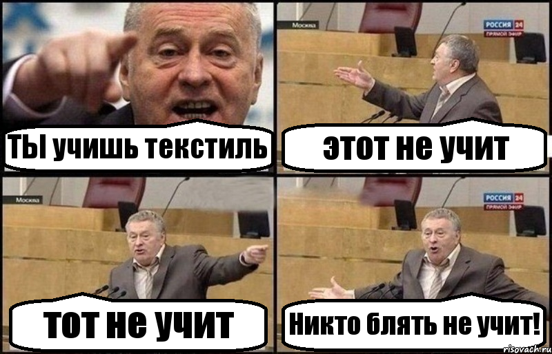 ТЫ учишь текстиль этот не учит тот не учит Никто блять не учит!, Комикс Жириновский