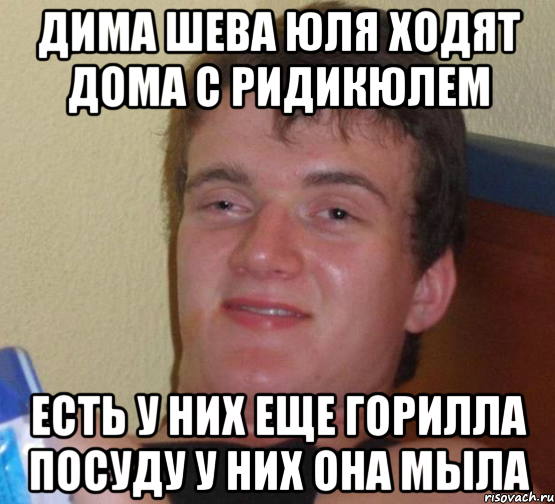 дима шева юля ходят дома с ридикюлем есть у них еще горилла посуду у них она мыла, Мем 10 guy (Stoner Stanley really high guy укуренный парень)