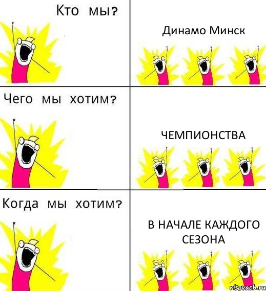 Динамо Минск Чемпионства в начале каждого сезона, Комикс Что мы хотим