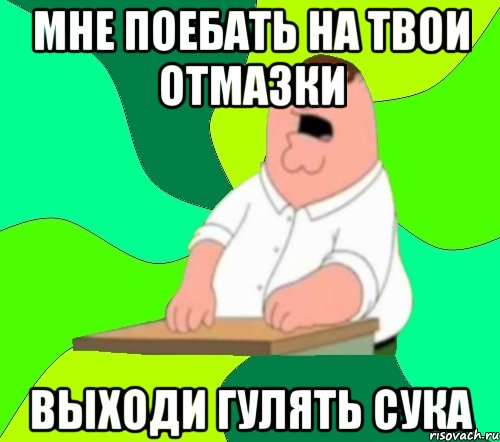 мне поебать на твои отмазки выходи гулять сука, Мем  Да всем насрать (Гриффин)