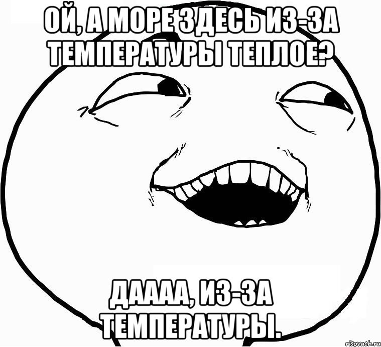 ой, а море здесь из-за температуры теплое? даааа, из-за температуры., Мем Дааа