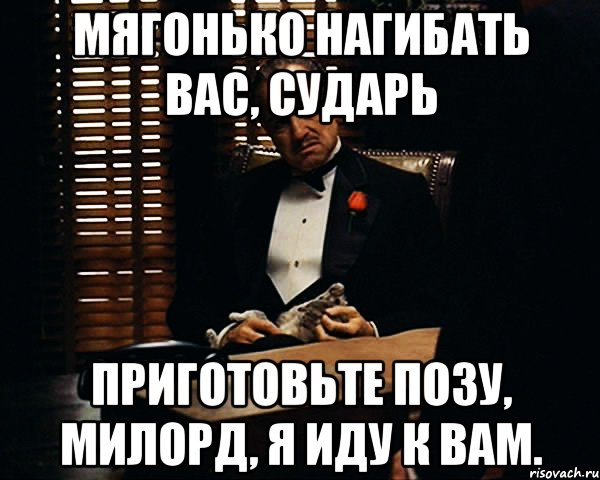 мягонько нагибать вас, сударь приготовьте позу, милорд, я иду к вам., Мем Дон Вито Корлеоне