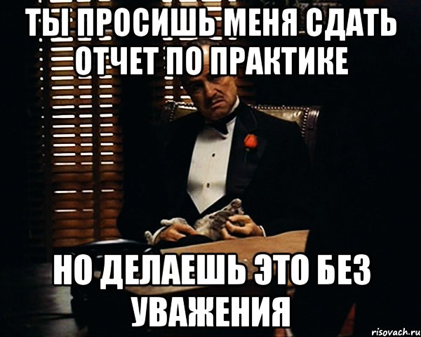 ты просишь меня сдать отчет по практике но делаешь это без уважения, Мем Дон Вито Корлеоне