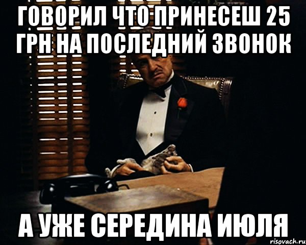 говорил что принесеш 25 грн на последний звонок а уже середина июля, Мем Дон Вито Корлеоне