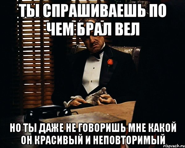 ты спрашиваешь по чем брал вел но ты даже не говоришь мне какой он красивый и неповторимый, Мем Дон Вито Корлеоне