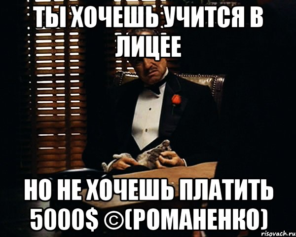 ты хочешь учится в лицее но не хочешь платить 5000$ ©(романенко), Мем Дон Вито Корлеоне