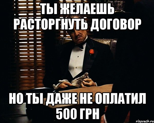 ты желаешь расторгнуть договор но ты даже не оплатил 500 грн, Мем Дон Вито Корлеоне