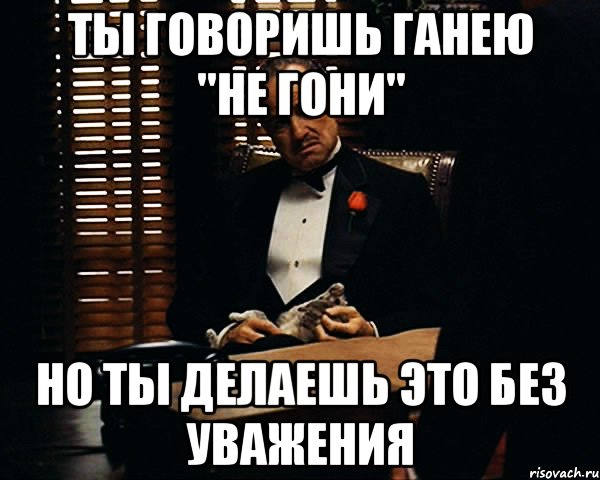 ты говоришь ганею "не гони" но ты делаешь это без уважения, Мем Дон Вито Корлеоне