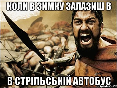 коли в зимку залазиш в в стрільській автобус, Мем Это Спарта