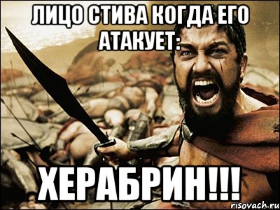 лицо стива когда его атакует: херабрин!!!, Мем Это Спарта