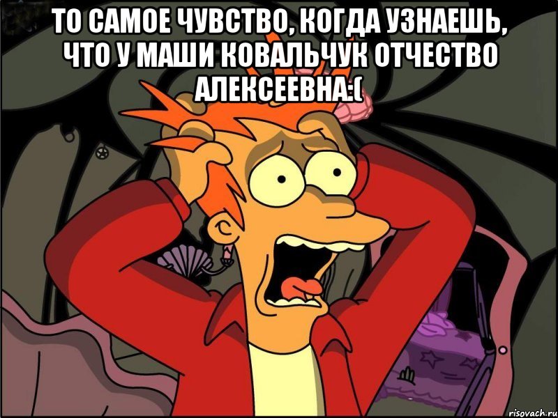 то самое чувство, когда узнаешь, что у маши ковальчук отчество алексеевна:( , Мем Фрай в панике