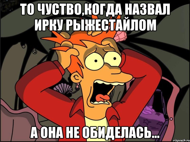 то чуство,когда назвал ирку рыжестайлом а она не обиделась..., Мем Фрай в панике