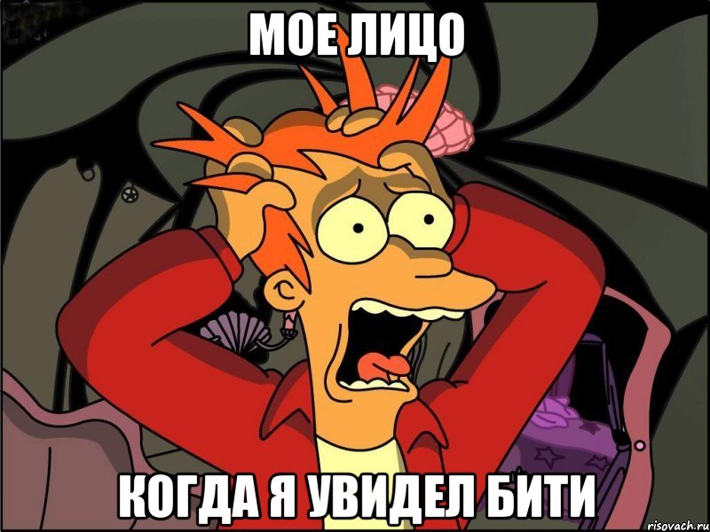 мое лицо когда я увидел бити, Мем Фрай в панике