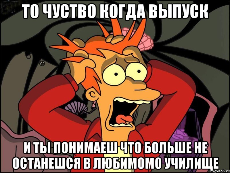 то чуство когда выпуск и ты понимаеш что больше не останешся в любимомо училище, Мем Фрай в панике