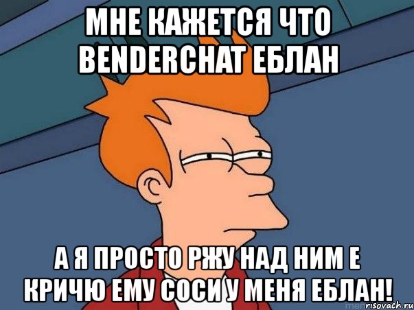 мне кажется что benderchat еблан а я просто ржу над ним е кричю ему соси у меня еблан!, Мем  Фрай (мне кажется или)