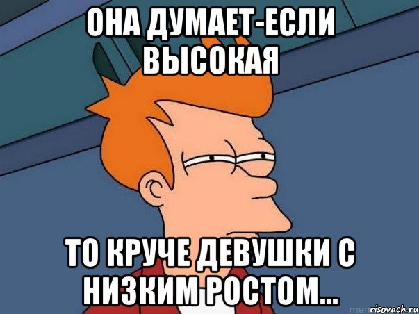 она думает-если высокая то круче девушки с низким ростом..., Мем  Фрай (мне кажется или)