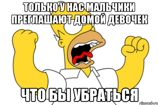 только у нас мальчики преглашают домой девочек что бы убраться, Мем Разъяренный Гомер