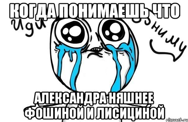 когда понимаешь что александра няшнее фошиной и лисициной, Мем Иди обниму