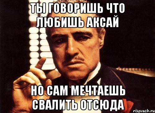 ты говоришь что любишь аксай но сам мечтаешь свалить отсюда, Мем крестный отец