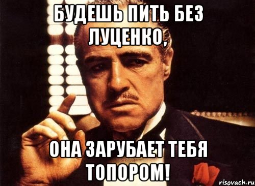 будешь пить без луценко, она зарубает тебя топором!, Мем крестный отец