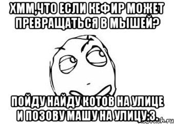 хмм,что если кефир может превращаться в мышей? пойду найду котов на улице и позову машу на улицу:3., Мем Мне кажется или