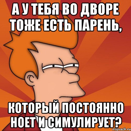 а у тебя во дворе тоже есть парень, который постоянно ноет и симулирует?, Мем Мне кажется или (Фрай Футурама)